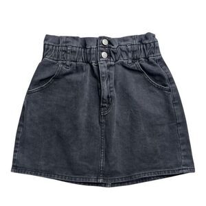 PACSUN Women's Black Aria Wash Paperbag Waist Denim Mini Skirt Size Small